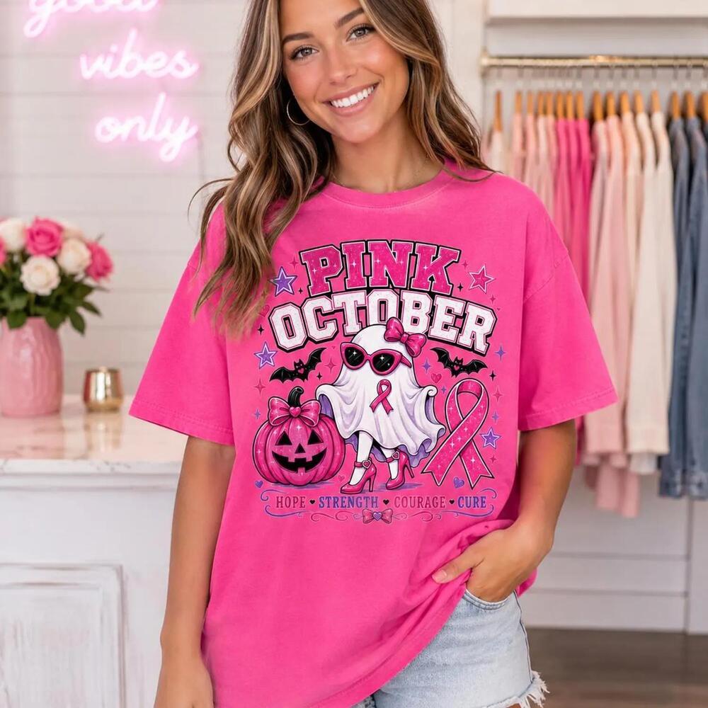 October Ghost Halloween Shirt  Awareness Apparel